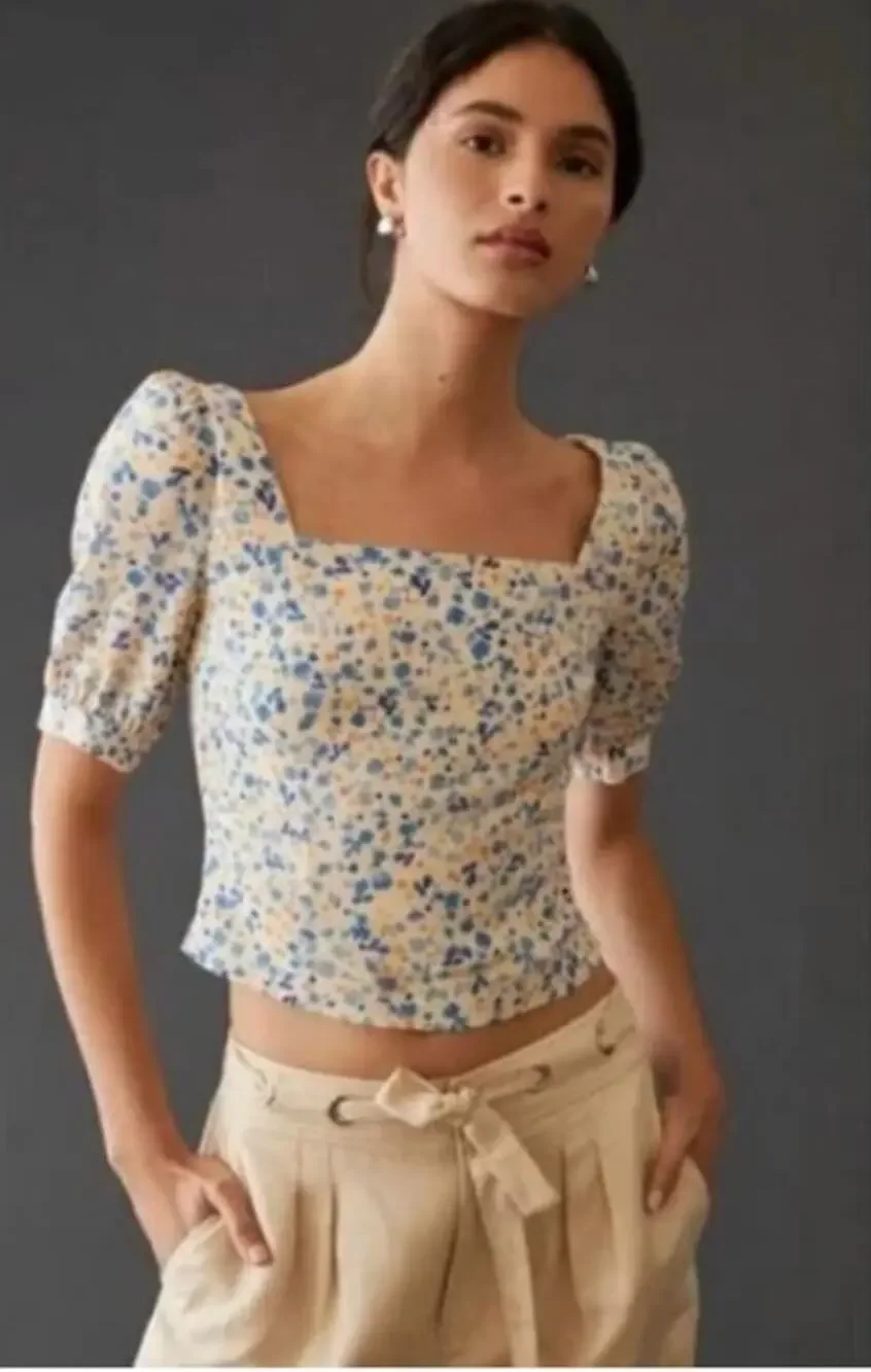Favorite Daughter M The One That Got Away Top Poppy Floral White Print